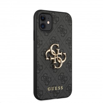 Guess PU 4G Metal Logo Zadní Kryt pro iPhone 11 Grey