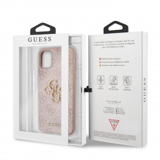 Guess PU 4G Metal Logo Zadní Kryt pro iPhone 11 Pink