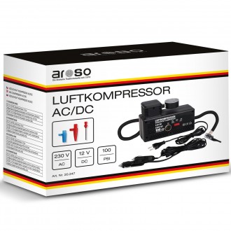 Kompresor vzduchový 230V/12V 7bar / 100PSI - zásuvka zapalovače 12V DC / měnič napětí 230V-12V