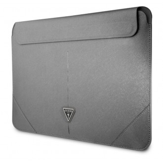 Guess Saffiano Triangle Metal Logo Computer Sleeve 13/14" Silver