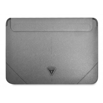 Guess Saffiano Triangle Metal Logo Computer Sleeve 13/14" Silver