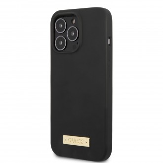 Guess Silicone Metal Logo MagSafe Kompatibilní Zadní Kryt pro iPhone 13 Pro Black