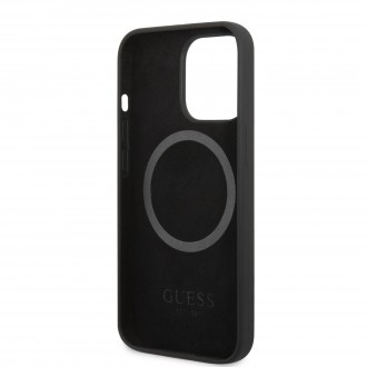 Guess Silicone Metal Logo MagSafe Kompatibilní Zadní Kryt pro iPhone 13 Pro Black