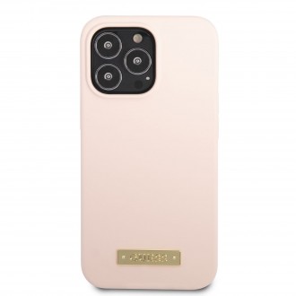 Guess Silicone Metal Logo MagSafe Kompatibilní Zadní Kryt pro iPhone 13 Pro Pink