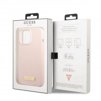 Guess Silicone Metal Logo MagSafe Kompatibilní Zadní Kryt pro iPhone 13 Pro Pink