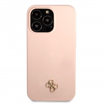 Guess 4G Silicone Metal Logo Zadní Kryt pro iPhone 13 Pro Pink