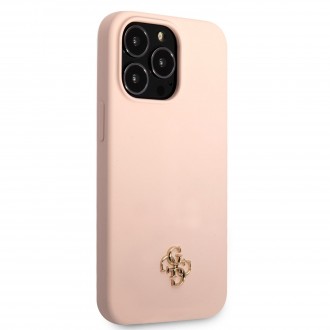 Guess 4G Silicone Metal Logo Zadní Kryt pro iPhone 13 Pro Pink