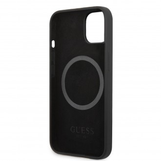 Guess Silicone Metal Logo MagSafe Kompatibilní Zadní Kryt pro iPhone 13 Black 5