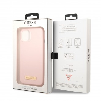 Guess Silicone Metal Logo MagSafe Kompatibilní Zadní Kryt pro iPhone 13 Pink 5