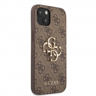 Guess PU 4G Metal Logo Zadní Kryt pro iPhone 13 Brown