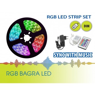 VIVALUX RGB LED pásek 45W-5m-napájecí zdroj-ovladač-Sada VIVO04498