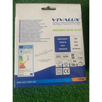 VIVALUX RGB LED pásek 45W-5m-napájecí zdroj-ovladač-Sada VIVO04498