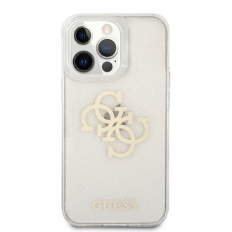 Guess TPU Big 4G Full Glitter Zadní Kryt pro iPhone 13 Pro Max Transparent