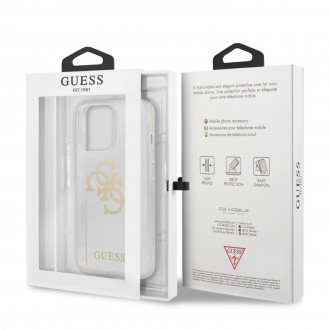Guess TPU Big 4G Full Glitter Zadní Kryt pro iPhone 13 Pro Max Transparent