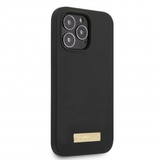 Guess Silicone Metal Logo MagSafe Kompatibilní Zadní Kryt pro iPhone 13 Pro Max Black