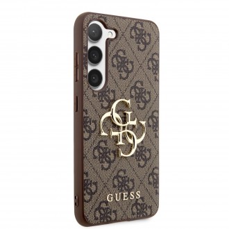 Guess PU 4G Metal Logo Zadní Kryt pro Samsung Galaxy S23 Brown