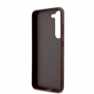 Guess PU 4G Metal Logo Zadní Kryt pro Samsung Galaxy S23 Brown