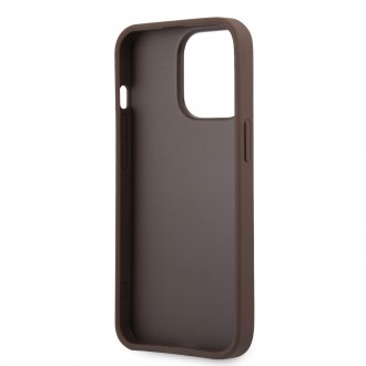Guess PU 4G Metal Logo Zadní Kryt pro iPhone 14 Pro Brown