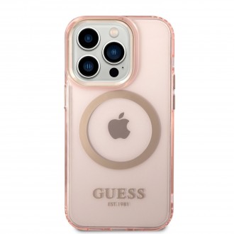 Guess Translucent MagSafe Kompatibilní Zadní Kryt pro iPhone 14 Pro Max Pink