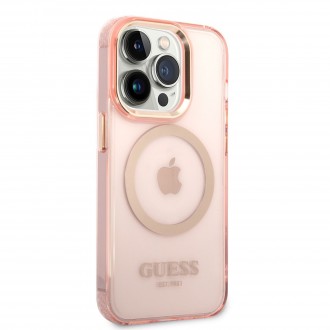 Guess Translucent MagSafe Kompatibilní Zadní Kryt pro iPhone 14 Pro Max Pink