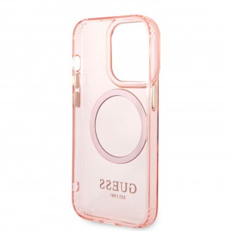 Guess Translucent MagSafe Kompatibilní Zadní Kryt pro iPhone 14 Pro Max Pink
