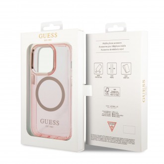 Guess Translucent MagSafe Kompatibilní Zadní Kryt pro iPhone 14 Pro Max Pink