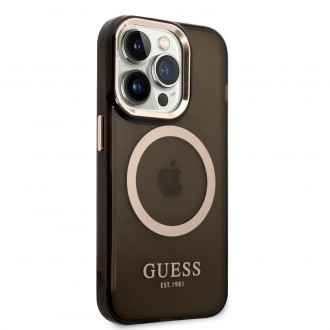 Guess Translucent MagSafe Kompatibilní Zadní Kryt pro iPhone 14 Pro Max Black