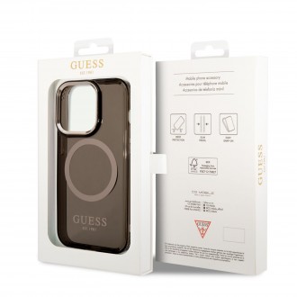 Guess Translucent MagSafe Kompatibilní Zadní Kryt pro iPhone 14 Pro Max Black
