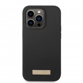 Guess Silicone Metal Logo MagSafe Kompatibilní Zadní Kryt pro iPhone 14 Pro Max Black