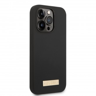 Guess Silicone Metal Logo MagSafe Kompatibilní Zadní Kryt pro iPhone 14 Pro Max Black