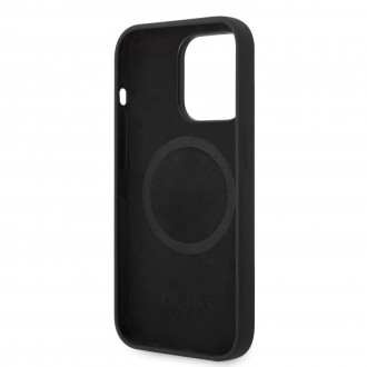 Guess Silicone Metal Logo MagSafe Kompatibilní Zadní Kryt pro iPhone 14 Pro Max Black