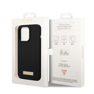 Guess Silicone Metal Logo MagSafe Kompatibilní Zadní Kryt pro iPhone 14 Pro Max Black