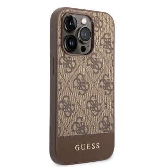 Guess 4G Stripe Zadní Kryt pro iPhone 14 Pro Max Brown