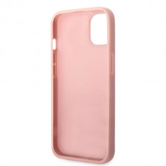 Guess PC/TPU Glitter Flakes Metal Logo Zadní Kryt pro iPhone 14 Plus Pink