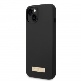 Guess Silicone Metal Logo MagSafe Kompatibilní Zadní Kryt pro iPhone 14 Plus Black