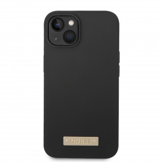 Guess Silicone Metal Logo MagSafe Kompatibilní Zadní Kryt pro iPhone 14 Plus Black
