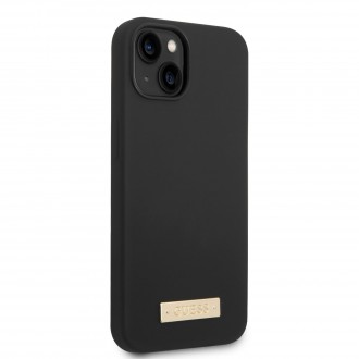 Guess Silicone Metal Logo MagSafe Kompatibilní Zadní Kryt pro iPhone 14 Plus Black