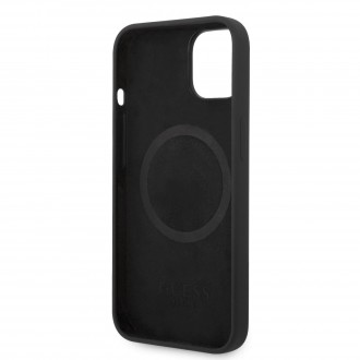 Guess Silicone Metal Logo MagSafe Kompatibilní Zadní Kryt pro iPhone 14 Plus Black