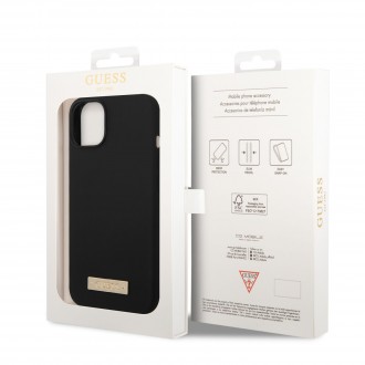Guess Silicone Metal Logo MagSafe Kompatibilní Zadní Kryt pro iPhone 14 Plus Black