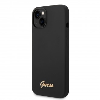 Guess Liquid Silicone Metal Logo Zadní Kryt pro iPhone 14 Plus Black