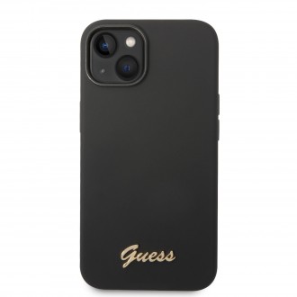 Guess Liquid Silicone Metal Logo Zadní Kryt pro iPhone 14 Plus Black