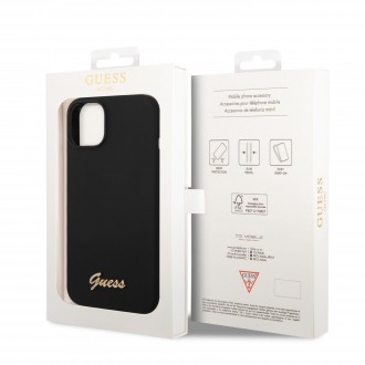 Guess Liquid Silicone Metal Logo Zadní Kryt pro iPhone 14 Plus Black