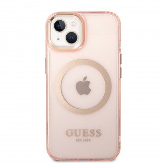 Guess Translucent MagSafe Kompatibilní Zadní Kryt pro iPhone 14 Plus Pink