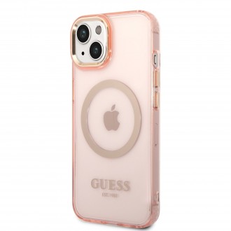 Guess Translucent MagSafe Kompatibilní Zadní Kryt pro iPhone 14 Pink