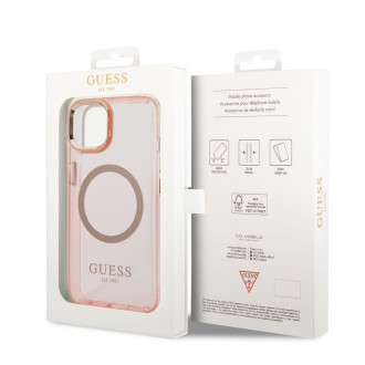 Guess Translucent MagSafe Kompatibilní Zadní Kryt pro iPhone 14 Pink