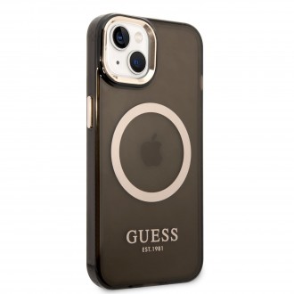 Guess Translucent MagSafe Kompatibilní Zadní Kryt pro iPhone 14 Black