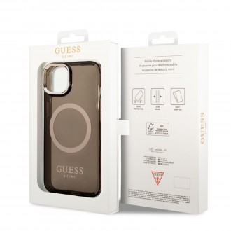 Guess Translucent MagSafe Kompatibilní Zadní Kryt pro iPhone 14 Black