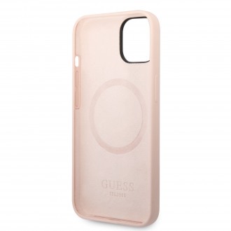 Guess Silicone Metal Logo MagSafe Kompatibilní Zadní Kryt pro iPhone 14 Pink