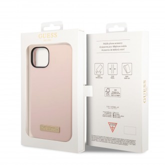 Guess Silicone Metal Logo MagSafe Kompatibilní Zadní Kryt pro iPhone 14 Pink
