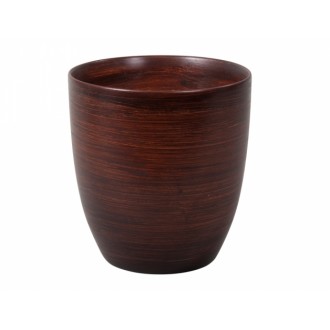 Obal na květináč keramický KODET WOOD tmavě hnědý mat 13 cm